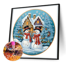 Load image into Gallery viewer, Diamond Painting - Partial Special Shaped - Snowman in front of Christmas door (30*30cm)