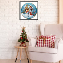 Load image into Gallery viewer, Diamond Painting - Partial Special Shaped - Snowman in front of Christmas door (30*30cm)