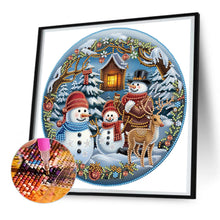 Load image into Gallery viewer, Diamond Painting - Partial Special Shaped - Snowman traveling at Christmas (30*30cm)
