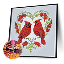 Load image into Gallery viewer, Diamond Painting - Partial Special Shaped - two cardinals (30*30cm)