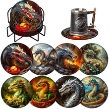Load image into Gallery viewer, 8PCS Wooden Diamond Painting Art Coaster Kit Dragon Diamond Painting DIY Coaster