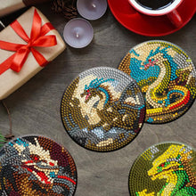 Load image into Gallery viewer, 8PCS Wooden Diamond Painting Art Coaster Kit Dragon Diamond Painting DIY Coaster