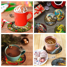 Load image into Gallery viewer, 8PCS Wooden Diamond Painting Art Coaster Kit Dragon Diamond Painting DIY Coaster