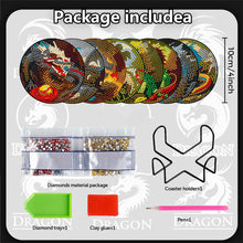 Load image into Gallery viewer, 8PCS Wooden Diamond Painting Art Coaster Kit Dragon Diamond Painting DIY Coaster
