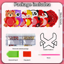 Load image into Gallery viewer, 8PCS Wooden Diamond Painting Art Coaster Kit Dragon Diamond Painting DIY Coaster