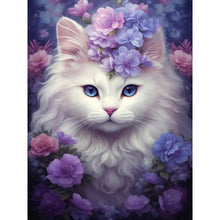 Load image into Gallery viewer, Diamond Painting - Full Round - Purple white cat (30*40CM)
