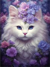 Load image into Gallery viewer, Diamond Painting - Full Round - Purple white cat (30*40CM)