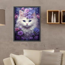 Load image into Gallery viewer, Diamond Painting - Full Round - Purple white cat (30*40CM)