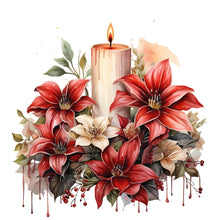 Load image into Gallery viewer, Diamond Painting - Full Round - Christmas flowers and candles (30*30CM)