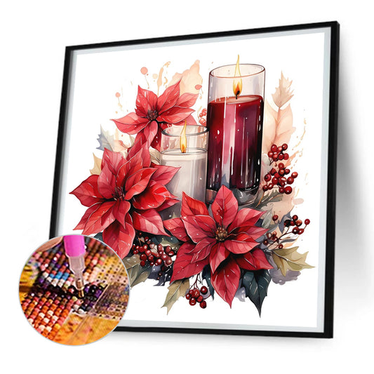 Diamond Painting - Full Round - Christmas flowers and candles (30*30CM)
