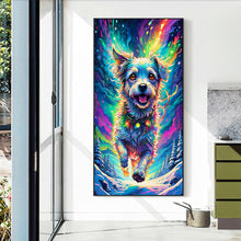 Load image into Gallery viewer, Diamond Painting - Full Round - Dog running under the aurora (40*70CM)
