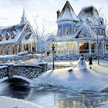 Load image into Gallery viewer, Diamond Painting - Full Round - Winter snowman castle (40*40CM)