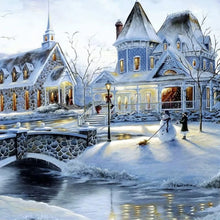 Load image into Gallery viewer, Diamond Painting - Full Round - Winter snowman castle (40*40CM)