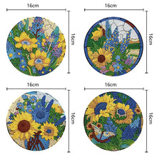 Load image into Gallery viewer, 4PCS Wooden Diamond Painted Placemats for Dining Table Decor(Lavender Sunflower)