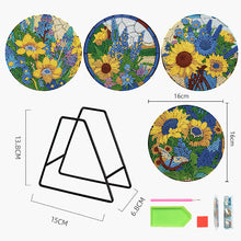 Load image into Gallery viewer, 4PCS Wooden Diamond Painted Placemats for Dining Table Decor(Lavender Sunflower)