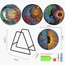 Load image into Gallery viewer, 4PCS Wooden Diamond Painted Placemats for Dining Table Decor (Sun and Moon)