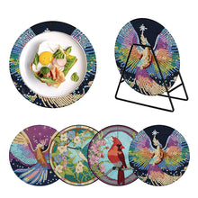 Load image into Gallery viewer, 4PCS Wooden Diamond Painted Placemats for Table Decor (Phoenix Hummingbird)