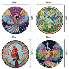 Load image into Gallery viewer, 4PCS Wooden Diamond Painted Placemats for Table Decor (Phoenix Hummingbird)