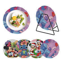 Load image into Gallery viewer, 4PCS Wooden Diamond Painted Placemats for Dining Table Decor(Disneyland Cartoon)