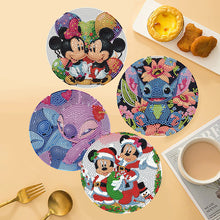 Load image into Gallery viewer, 4PCS Wooden Diamond Painted Placemats for Dining Table Decor(Disneyland Cartoon)