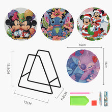 Load image into Gallery viewer, 4PCS Wooden Diamond Painted Placemats for Dining Table Decor(Disneyland Cartoon)