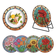 Load image into Gallery viewer, 4PCS Wooden Diamond Painted Placemats for Dining Table Decor (Bouquet #7)