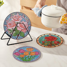 Load image into Gallery viewer, 4PCS Wooden Diamond Painted Placemats for Dining Table Decor (Bouquet #7)