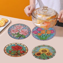 Load image into Gallery viewer, 4PCS Wooden Diamond Painted Placemats for Dining Table Decor (Bouquet #7)