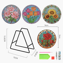 Load image into Gallery viewer, 4PCS Wooden Diamond Painted Placemats for Dining Table Decor (Bouquet #7)