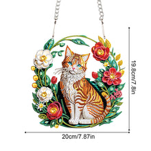 Load image into Gallery viewer, Special Shaped+Round Diamond Painting Wall Decor Wreath (Orange Cat and Flower)