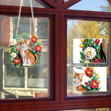 Load image into Gallery viewer, Special Shaped+Round Diamond Painting Wall Decor Wreath (Orange Cat and Flower)