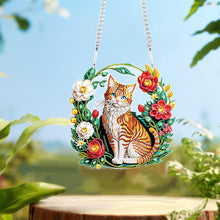 Load image into Gallery viewer, Special Shaped+Round Diamond Painting Wall Decor Wreath (Orange Cat and Flower)