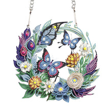 Load image into Gallery viewer, Special Shaped+Round Diamond Painting Wall Decor Wreath(Butterfly and Flower #2)