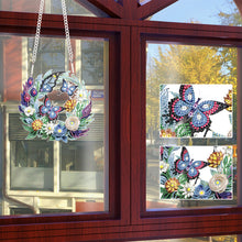 Load image into Gallery viewer, Special Shaped+Round Diamond Painting Wall Decor Wreath(Butterfly and Flower #2)
