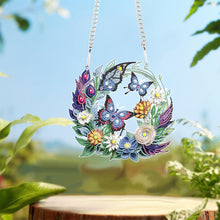 Load image into Gallery viewer, Special Shaped+Round Diamond Painting Wall Decor Wreath(Butterfly and Flower #2)