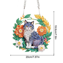 Load image into Gallery viewer, Special Shaped+Round Diamond Painting Wall Decor Wreath (Flower and Black Cat)