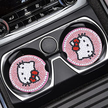 Load image into Gallery viewer, 6PCS Acrylic Diamond Painting Car Coasters for Adults Kids (Kitty Cat Skull)