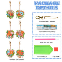 Load image into Gallery viewer, 6PCS Flower Dreamcatcher Double Sided Diamond Painting Art Keychain Pendant