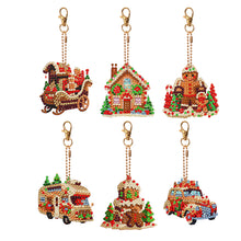 Load image into Gallery viewer, 6PCS Christmas Full Drill Keyring Double Sided Special Shape Diamond Art Keyring