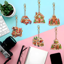 Load image into Gallery viewer, 6PCS Christmas Full Drill Keyring Double Sided Special Shape Diamond Art Keyring