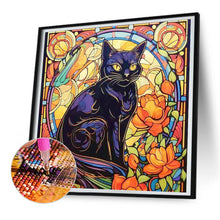 Load image into Gallery viewer, Diamond Painting - Full Round - glass art black cat (30*30CM)