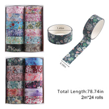 Load image into Gallery viewer, 24 Rolls Color Tape Flower Washi Tape Set for DIY Crafts(Flower Colour Print 02)