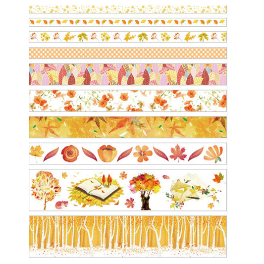 10 Rolls Adhesive Tape Washi Tape Set Color Tape (Thick Autumn Forest 06)