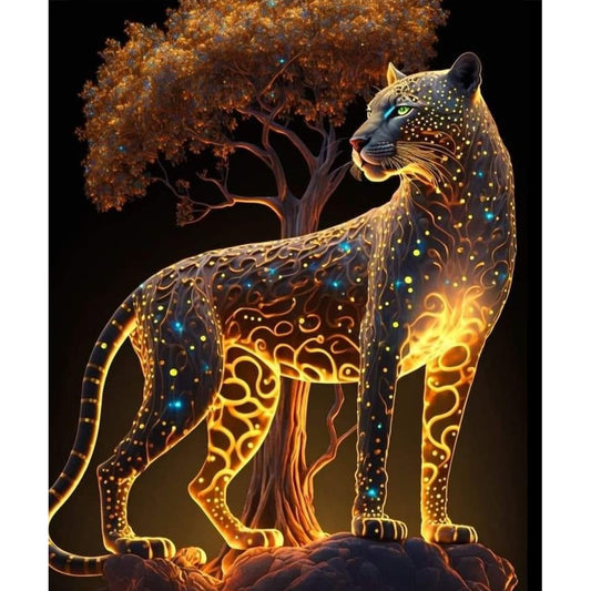 AB Diamond Painting - Full Round - glowing leopard (50*60CM)