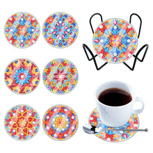 Load image into Gallery viewer, 6PCS Acrylic Washable Diamond Painting Crafts Coaster with Holder Waterproof Coaster (Mandala #1)
