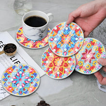 Load image into Gallery viewer, 6PCS Acrylic Washable Diamond Painting Crafts Coaster with Holder Waterproof Coaster (Mandala #1)