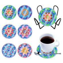 Load image into Gallery viewer, 6PCS Acrylic Washable Diamond Painting Crafts Coaster with Holder Waterproof Coaster (Mandala #2)
