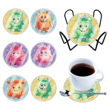Load image into Gallery viewer, 6PCS Acrylic Washable Diamond Painting Crafts Coaster with Holder Waterproof Coaster (Small Monster)