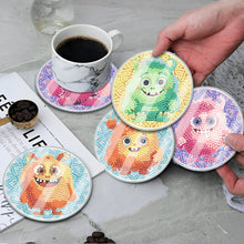 Load image into Gallery viewer, 6PCS Acrylic Washable Diamond Painting Crafts Coaster with Holder Waterproof Coaster (Small Monster)