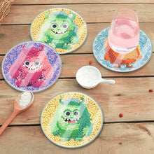 Load image into Gallery viewer, 6PCS Acrylic Washable Diamond Painting Crafts Coaster with Holder Waterproof Coaster (Small Monster)